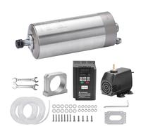 Genmitsu Kit de moteur de broche CNC, 1,5 kW, moteur de broche refroidi à l'eau, moteur CNC avec VFD et pompe à eau, support de serrage en aluminium de 80 mm de diamètre, pince ER11
