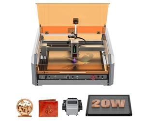 Genmitsu L8 Graveur laser, 40 000 mm/min, découpeur laser 20 W avec boîtier et ventilation, pompe d'assistance d'air, nid d'abeille, appareil photo, pour métal et bois, papier, cuir, verre
