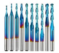 Genmitsu Lot de 10 fraises à bout hélicoïdales à double cannelure - Tige de 0,8 mm - 2,5 mm de diamètre de coupe - CNC - Pour le travail du bois - Acrylique, MDF, PVC, ABS, BN10A