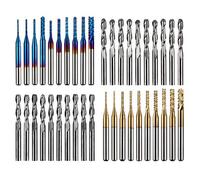 Genmitsu - Lot de 40 fraises à bout CNC - Tige de 1/8" - Avec 2 cannelures à nez plat et à nez boule, Nano Blue Coat et Titanium Coat CNC - MC40A