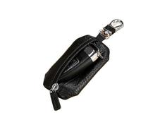GENODA Housse de clé de voiture créative en cuir véritable étanche avec fermeture éclair universelle durable couleur pure surface douce, Noir , taille unique