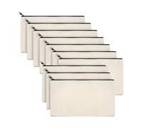GENODA Lot de 10 trousses vierges beiges en toile avec fermeture éclair pour crayons, cosmétiques, fournitures scolaires, 10 chiffons beiges, Taille unique