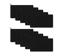 GENODA Lot de 10 trousses vierges beiges en toile avec fermeture éclair pour crayons, cosmétiques, fournitures scolaires, 10 chiffons noirs, Taille unique