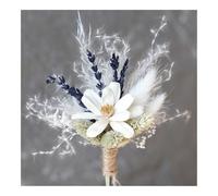 GENODA Lot de 2 bouquets de fleurs séchées pour poignet de mariage, mariés, mariés, boutonnières, boutonnières, décoration de table d'intérieur (C)