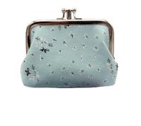GENODA Lot de 2 porte-monnaie à double couche imprimés fleurs pour femme, bleu, Taille unique