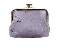 GENODA Lot de 2 porte-monnaie à double couche imprimés fleurs pour femme, violet, Taille unique