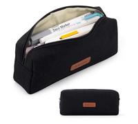 GENODA Trousse à crayons pour filles et garçons - Kawaii - Lavable - Multicolore - Jolie pochette à stylos - Papeterie pour la rentrée scolaire, Noir , Taille unique