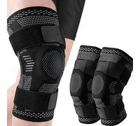 Genouillère de compression avec stabilisateurs latéraux et gel rotulien pour la douleur au genou, la déchirure du ménisque, la récupération des blessures (couleur : gris foncé, taille : M)