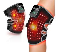 Genouillère de massage par vibration par thérapie par lumière rouge - Contrôleur rechargeable sans fil, 660 nm et 850 nm, appareil chauffant pour genou/articulation/coude/épaule