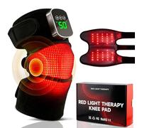 Genouillère de thérapie par lumière rouge avec chaleur et vibration, batterie 5000 mAh, thérapie par lumière rouge avec 5 modes de lumière rouge, mode rythme et minuterie pour genou, épaule, coude