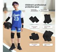 Genouillère Épaule Protection Poignet Cheville Ensemble D'équipement De Sport Thermique Anti-Chute Pour Enfants Couleur Noire Taille S 30-55kg