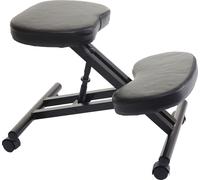 Genouillère HWC-E10, tabouret à genoux, réglable en hauteur Roulettes similicuir métal certifié MVG ~ noir