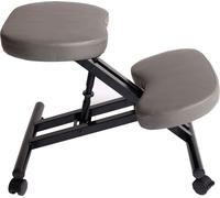 Mendler Siège Assis à Genoux HWC-E10 Appui-Genoux, Tabouret, Chaise Bureau, Similicuir, métal - Gris foncé Matt
