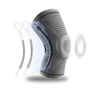 Genouillère pour femmes et hommes, support de manchon de compression du genou avec coussinet de gel rotulien et stabilisateurs à ressort latéraux pour soulager la douleur (Gris, L)