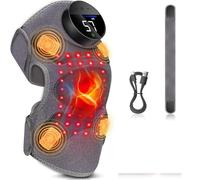 Genouillère Pro améliorée avec thérapie par lumière rouge et 4 vibrations de massage - Contrôleur rechargeable, appareil chauffant de thérapie par la lumière rouge 660 nm et 850 nm pour genou/coude