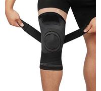 Genouillère Sport 2 Pièces Genouillère Élastique Réglable Courir douleur articulaire arthrite ménisque déchiré lésions cartilagineuses myosite récupération rapide unisexe (Noir, L)