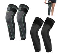 Genouillère Sport, Attelle Genou Hommes Genouillère Longue Compression Sport Homme + Protection Respirante Antidérapante + L Taille + Vert + 1 Paire