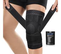 Genouillère Sport pour Homme et Femme, Réglable Genouillere Arthrose Genou, Genouillère de Compression Pour Ligamentaire, ACL/MCL, Déchirures du Ménisque, Soulagement Douleur Genou, Course Noir XL