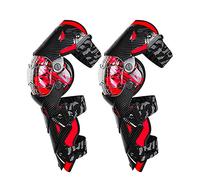 Genouillère VTT Moto Cross Adulte Flexible Ajustable Protection Genoux Tibia Moto Protège-Genoux de Motocross Protège-Tibias pour Enduro Motocross Skateboard Roller BMX Scooter, 3 Coloris,Rouge
