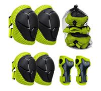 Genouillères 6 en 1 pour enfants - Pour garçons et filles - Avec protection du poignet - Pour les tout-petits de 3 à 8 ans - Pour le patinage, le cyclisme et le skateboard (noir verdâtre)