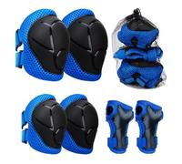 Genouillères 6 en 1 pour enfants - Pour garçons et filles - Avec protection du poignet - Pour les tout-petits de 3 à 8 ans - Pour le patinage, le cyclisme et le skateboard (bleu noir)