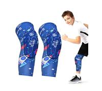 Genouillères de compression sur le thème de l'espace pour enfants et adolescents - Genouillère pour garçons et filles | Équipement de protection pour le basket-ball, la lutte, le football, multicolore
