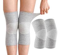 Genouillères en Bambou,2PCS Genouillère de Sport pour Homme Femme,Genouillères Arthrose Genou,Genouillère Élastique Respirant,Genouillere de Compression pour Course à Pied et Entraînement (Gris, L)