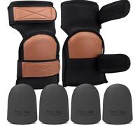Genouillères en cuir super doux à deux sangles pour le travail avec deux paires de doublures supplémentaires, shorts disponibles, coussinets intérieurs remplaçables pour la construction, le jardin