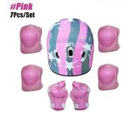 Genouillères Et Coudières Pour Enfants,Ensemble D'équipement De Protection,Équipement De Sécurité Pour Patins À Roulettes,Vélo,Skateboard,Sport - Type Pink-7pcs