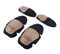 Genouillères et coudières tactiques pour paintball, airsoft, combat, uniforme militaire, 2 genouillères et 2 coudières - Marron clair