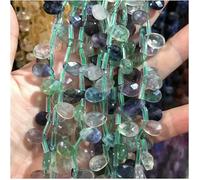 GENPICONG 8 * 12 mm Pierre Naturelle Couper Les Perles de Trou Transversal Clignotant Perles de Larme en Cristal de Goutte d'eau pour la Fabrication de Bijoux Boucle d'oreille DIY