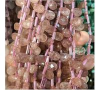GENPICONG 8 * 12 mm Pierre Naturelle Couper Les Perles de Trou Transversal Clignotant Perles de Larme en Cristal de Goutte d'eau pour la Fabrication de Bijoux Boucle d'oreille DIY
