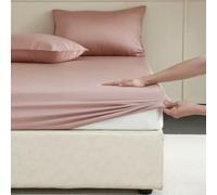 GENPICONG Drap-Housse en Soie de mûrier avec Bandes élastiques, Housse de Matelas Tout Autour, Housse de lit Lisse et antidérapante, literie 100/160/200
