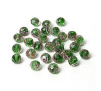 GENPICONG Lot de 10 Perles en Verre de Murano Transparentes à facettes, rondelles Roses, Rouges et Vertes, en Cristal de Fleur, pour la Fabrication de Bracelets à Faire soi-même, pour Femmes