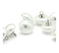 GENPICONG Lot de 20 Boutons en Perles Blanches Vintage pour vêtements, Tige en métal, Accessoires décoratifs Faits à la Main pour Chemises de Mariage
