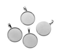 GENPICONG Lot de 5 Bases en Acier Inoxydable doré 20/25/30/35/40 mm pour cabochon, camée, Plateau de Base, Lunette, Collier Vierge, Pendentif pour la Fabrication de Bijoux à Faire soi-même