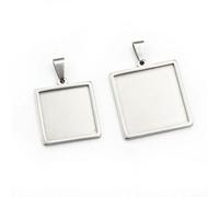 GENPICONG Lot de 5 pendentifs en Acier Inoxydable de 20 mm et 25 mm de Taille carrée, Base de cabochon, camée, réglage Vierge, Plateau à Breloques pour Bijoux à Faire soi-même