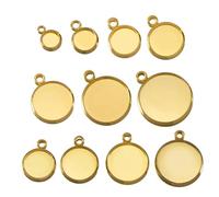 GENPICONG Lot de 50 cabochons en Acier Inoxydable Couleur Or pour Pendentif, Plateau Rond Vierge pour Fabrication de Bijoux en résine, Vente en Gros