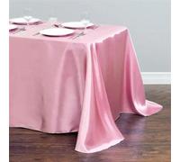 GENPICONG Nappe en Satin Rose pour Mariage, 145 x 248 cm, en Soie Lisse et Brillante, pour décoration de Table de Mariage, de Banquet, de Festival