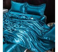 GENPICONG Parure de lit en Soie avec Housse de Couette, Drap de lit, taie d'oreiller, Drap de lit en Satin de Luxe, Couleur Unie, Taille King, Queen, Full, Twin
