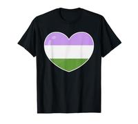 Genre Queer Fierté Drapeau Coeur Rétro Vintage T-Shirt Graphique avec Valeur