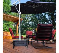 GENSHED Base de parasol mobile avec roulettes et table d'appoint pour parasol décalé de 3 m ou parasol à mât central. Base de parasol roulante et support de parapluie roulant sur roues de 7,6 cm de