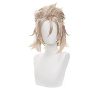 Genshin Impact Albedo Cosplay Wig Braided Short Hair Beige Pale Blonde Heat Resistant Synthetic Christmas Game Role Play Adult
