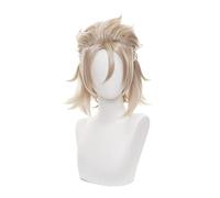 Genshin Impact Albedo Perruque Cosplay Cheveux synthétiques résistants à la chaleur Halloween Noël Jeu de rôle Cheveux courts Unisexe Adulte Homme