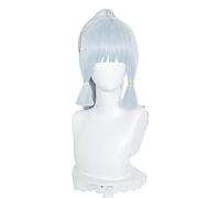 Genshin Impact Cosplay Shenli Linghua Wig Kamisato Ayaka Long Straight Ponytail Bangs Temples Synthetic Hair Role Play