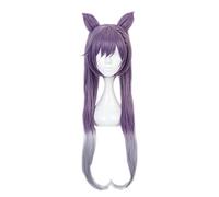 Genshin Impact Keqing Perruque Cosplay Violet foncé Cheveux synthétiques longs résistants à la chaleur pour femme Halloween Carnaval avec couvre-chef