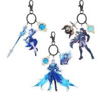 Genshin Impact Lot de 3 porte-clés en acrylique avec personnages d'anime pour enfants, Furina/Neuvillette/Wriothesley, Set
