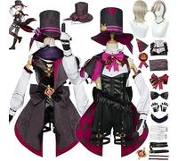Genshin Impact Lyney Cosplay Costume Tentitume de Jeu de Personnage de Jeu Uniforme Robes Full Set Halloween Party Carnival Dress Up Suit avec Wig pour Femmes