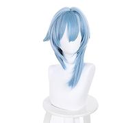 Genshin Impact Perruque Cosplay Cosplay Femmes 48cm Perruque courte Perruque bleu Perruque Cosplay Anime Cosplay Perruques résistantes à la chaleur Résistant à la chaleur Perruques synthétiques Hallow