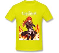 Genshin Impact T Shirt Men's Fashion Cotton Crew Neck Short Sleeve Graphic Tees Casual Summer Tee Tops Black Manches Courtes(X-Large)